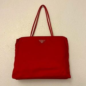 Red Prada nylon tote